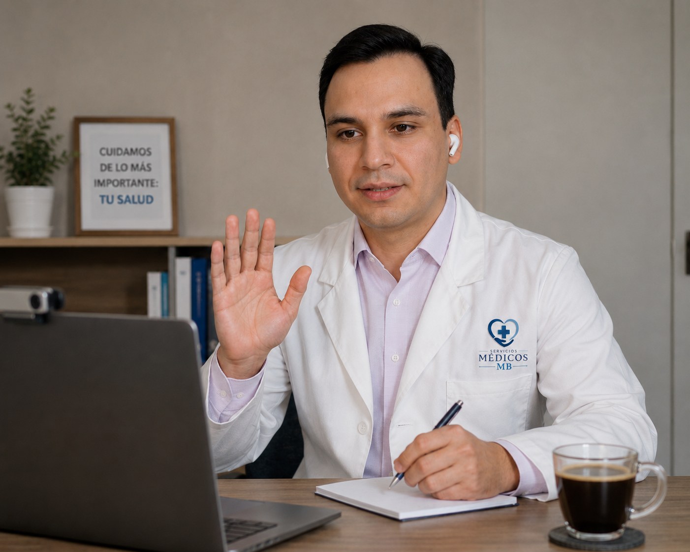 Médico atendiendo consulta online por videollamada